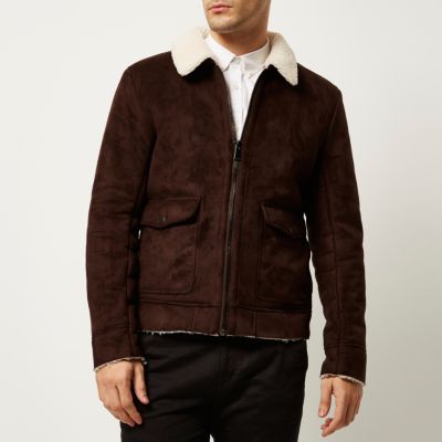Dark brown faux suede jacket